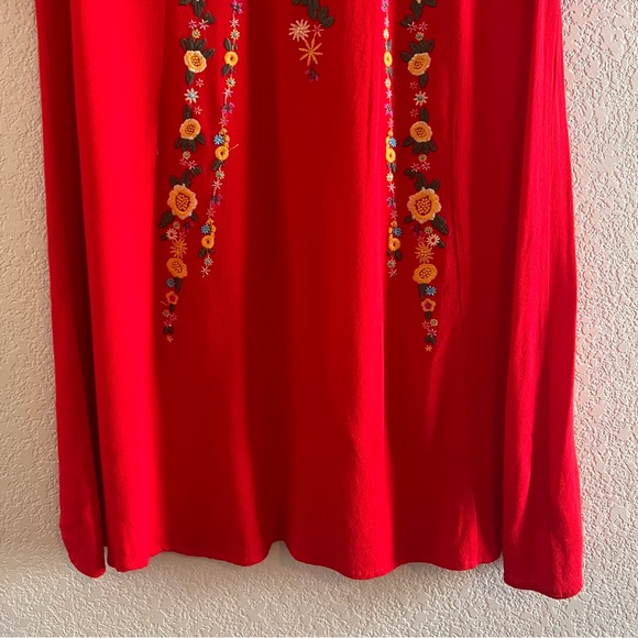 Umgee USA Embroidered Red Tunic Dress Size Small - Picture 4 of 8